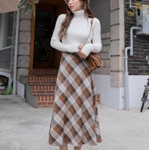 High Waist Plaid Print Skirt